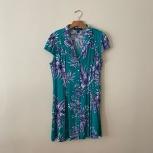 Hawaiian Print Collared Dress